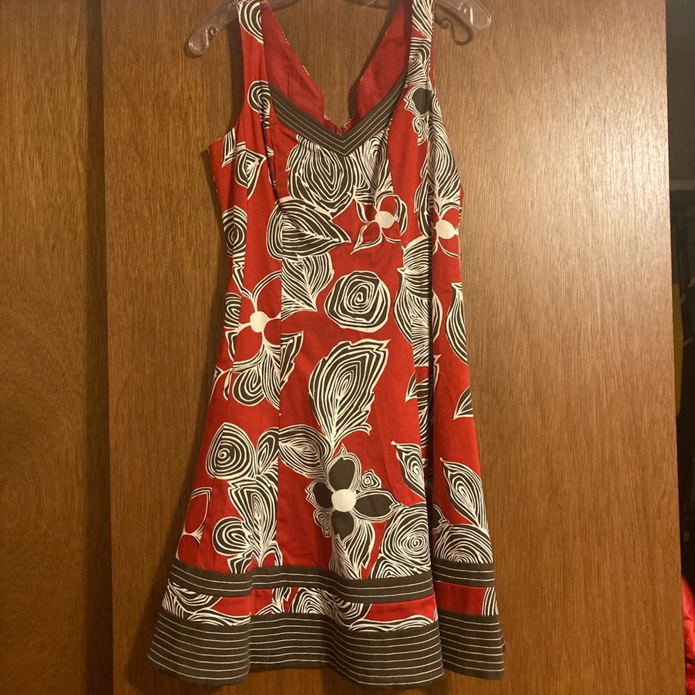 Nine West A-line Tank Dress, brown and red floral